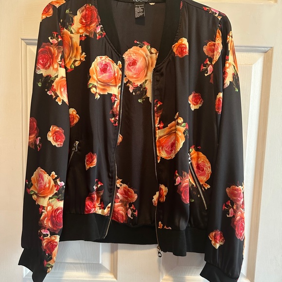 Floral Black Jacket- light weight - Picture 1 of 4